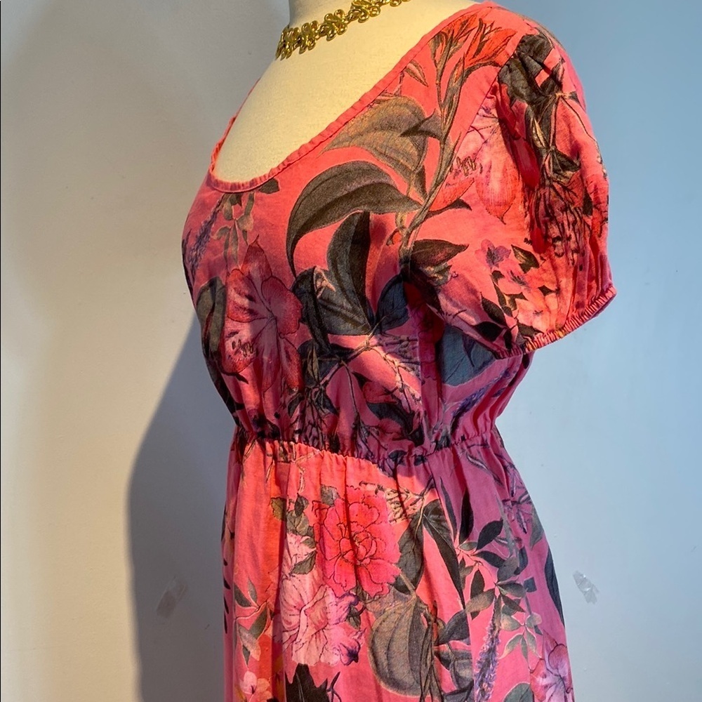 Marisa & Marie 100% linen puff sleeve maxi dress floral size small NWT - Picture 9 of 14
